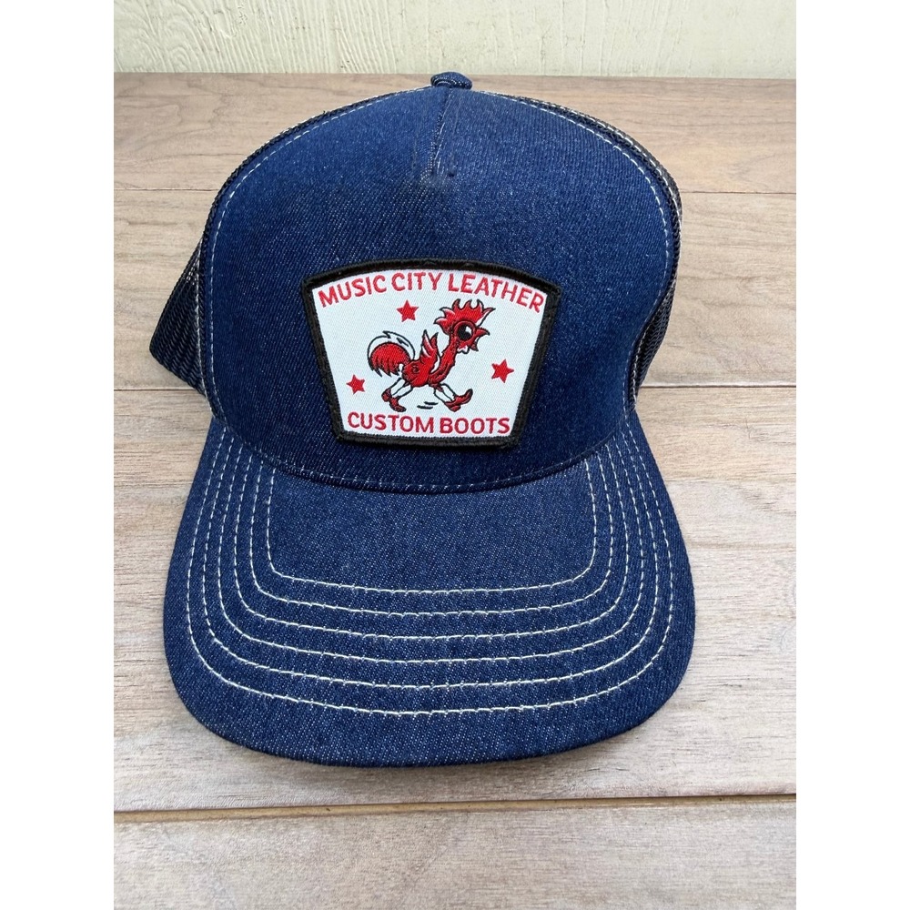 OTTO Music City Leather Trucker Hat Denim Mesh Snapback OSFM Mens